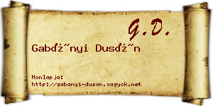 Gabányi Dusán névjegykártya